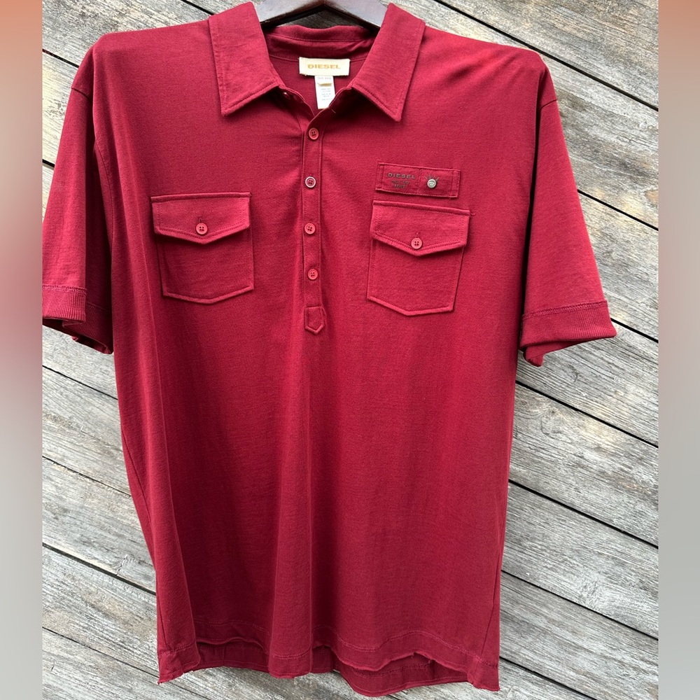 Diesel Bold Red Buttoned Shirt- Fits like an XL